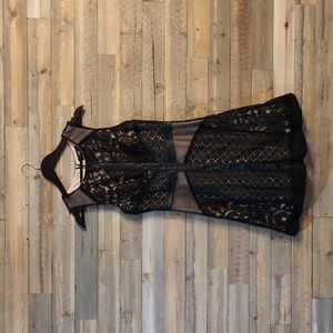 Mossimo black lace and nude lined midi dress size
